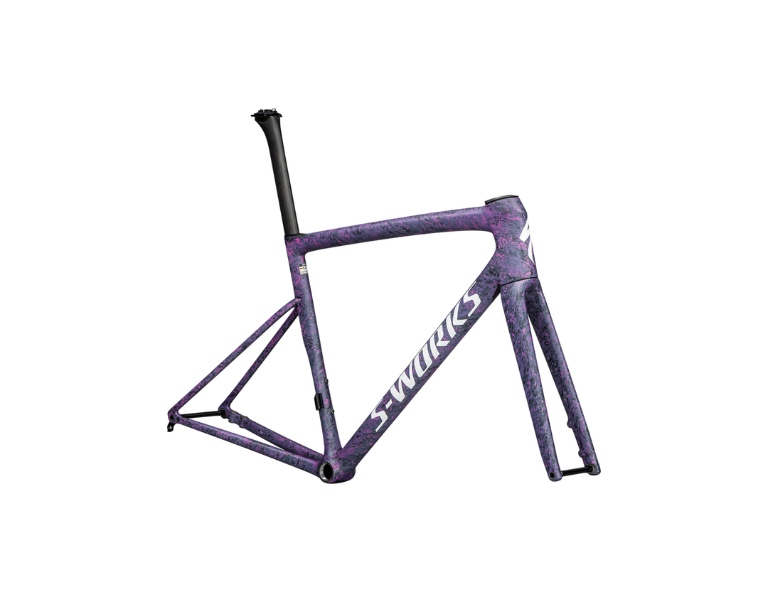 TARMAC SL8 SW FRAMESET Satin Carbon / Rebel Pink + Deep Lake Metallic Blurred Impasto / Gloss White - Mackay Cycles - [product_SKU] - Specialized