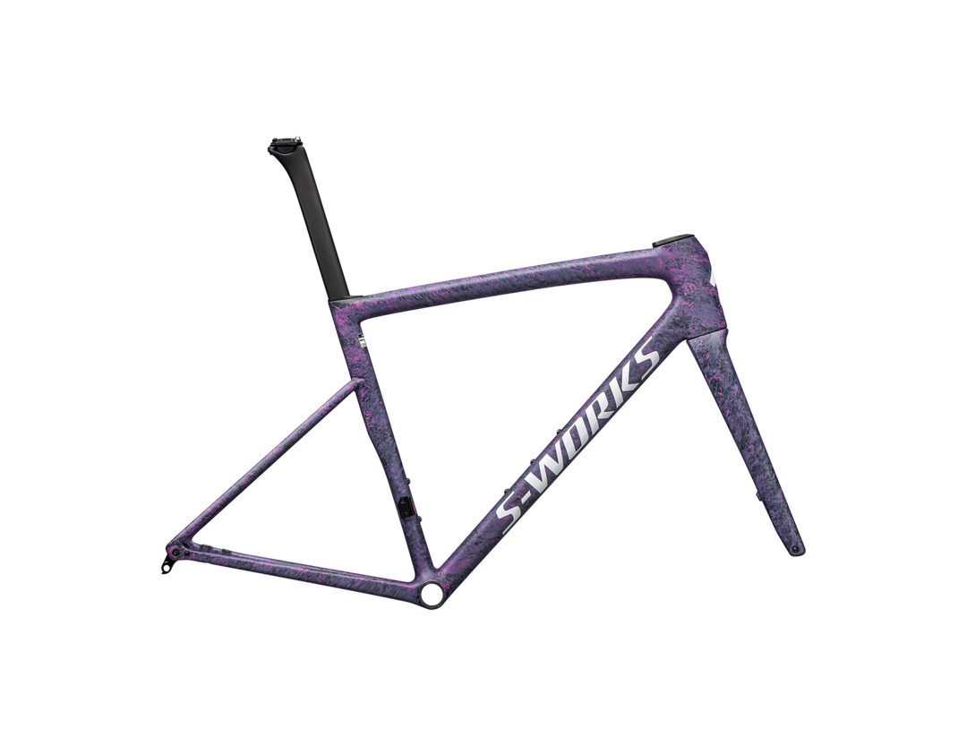 TARMAC SL8 SW FRAMESET Satin Carbon / Rebel Pink + Deep Lake Metallic Blurred Impasto / Gloss White - Mackay Cycles - [product_SKU] - Specialized