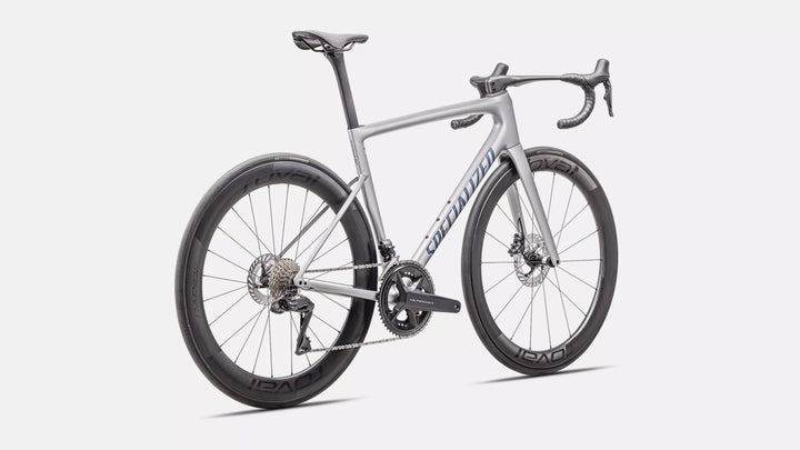 Tarmac SL8 Pro - Ultegra Di2 - Gloss Liquid Silver / Satin Blue Pearl Over Black Liquid Metal