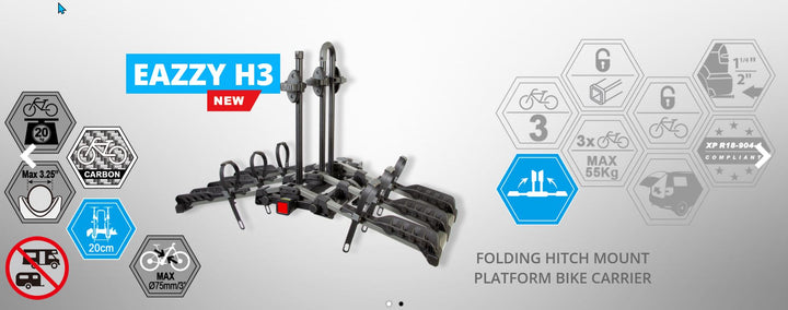 Eazzy H3 (Hitch) 3 Bike Platform Rack - Mackay Cycles - [product_SKU] - BUZZRACK