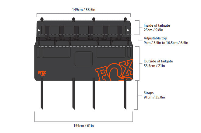 Overland Tailgate Pad-Black-Full Black FULL 6 Bikes - Mackay Cycles - [product_SKU] - FOX