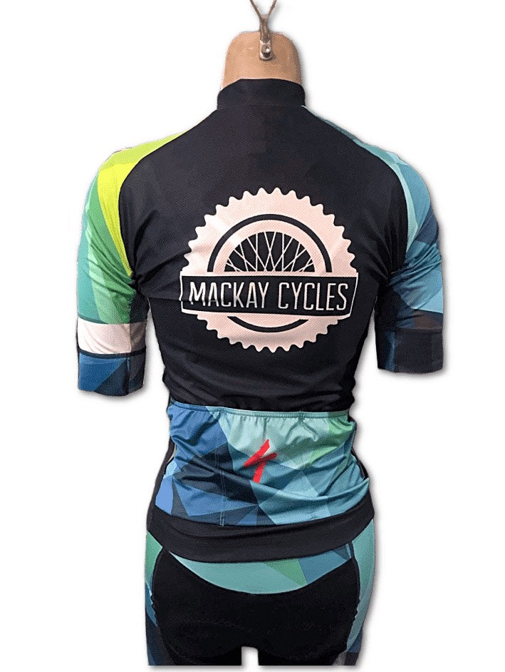 MACKAY CYCLES WMN GEO TEAL JERSEY - Mackay Cycles - [product_SKU] - Mackay Cycles