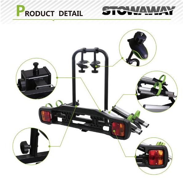 STOWAWAY Car Rack - 2 Bike Carrier, Tow ball Mounted, 30kg max, Steel - Mackay Cycles - [product_SKU] - STOWAWAY