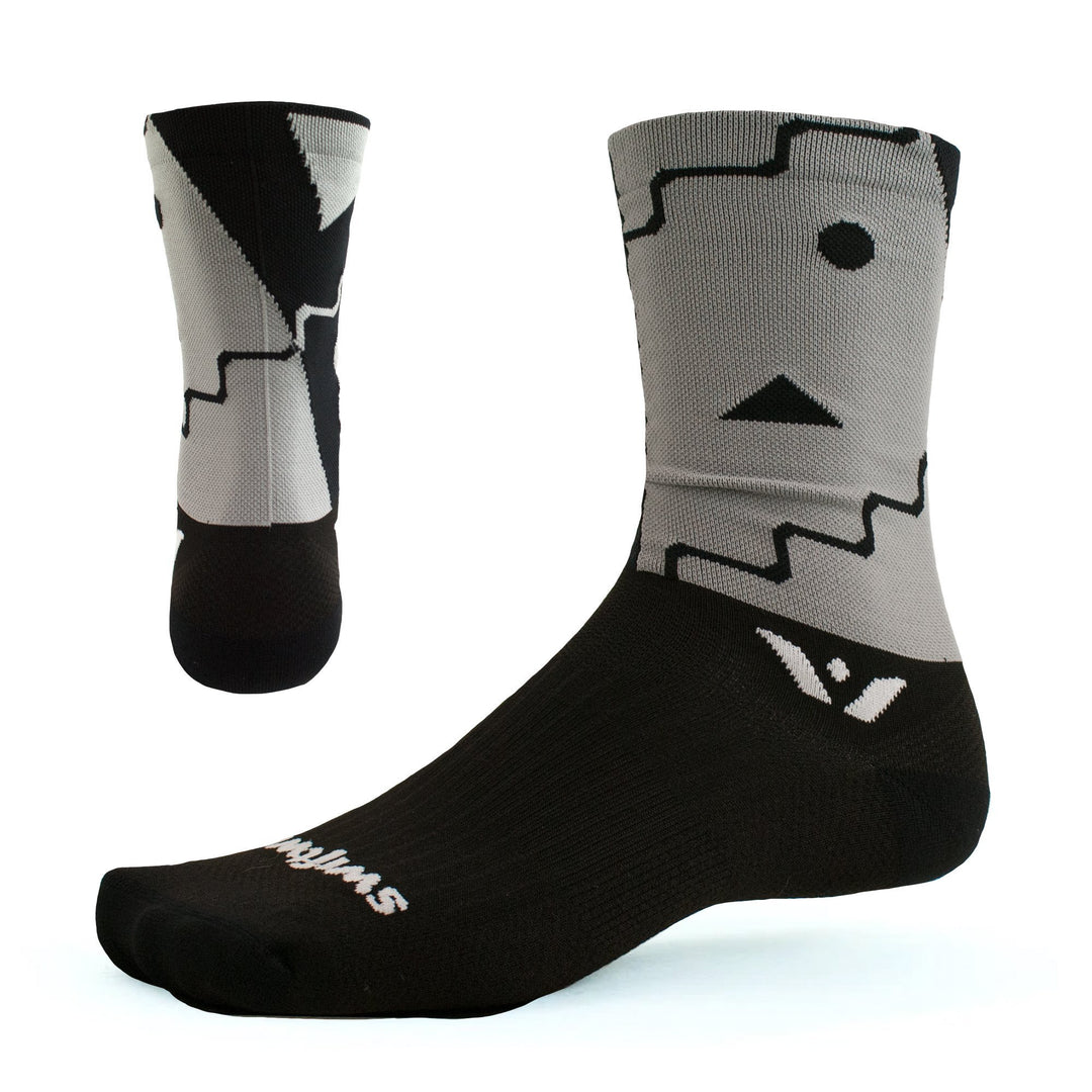 Swiftwick Vision Six Abstract Black Sock - Mackay Cycles - [product_SKU] - Swiftwick