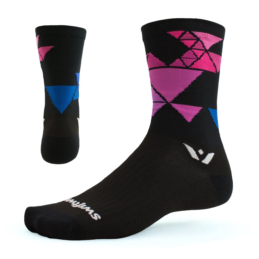 Swiftwick Vision Six Geometric Black Sock - Mackay Cycles - [product_SKU] - Swiftwick