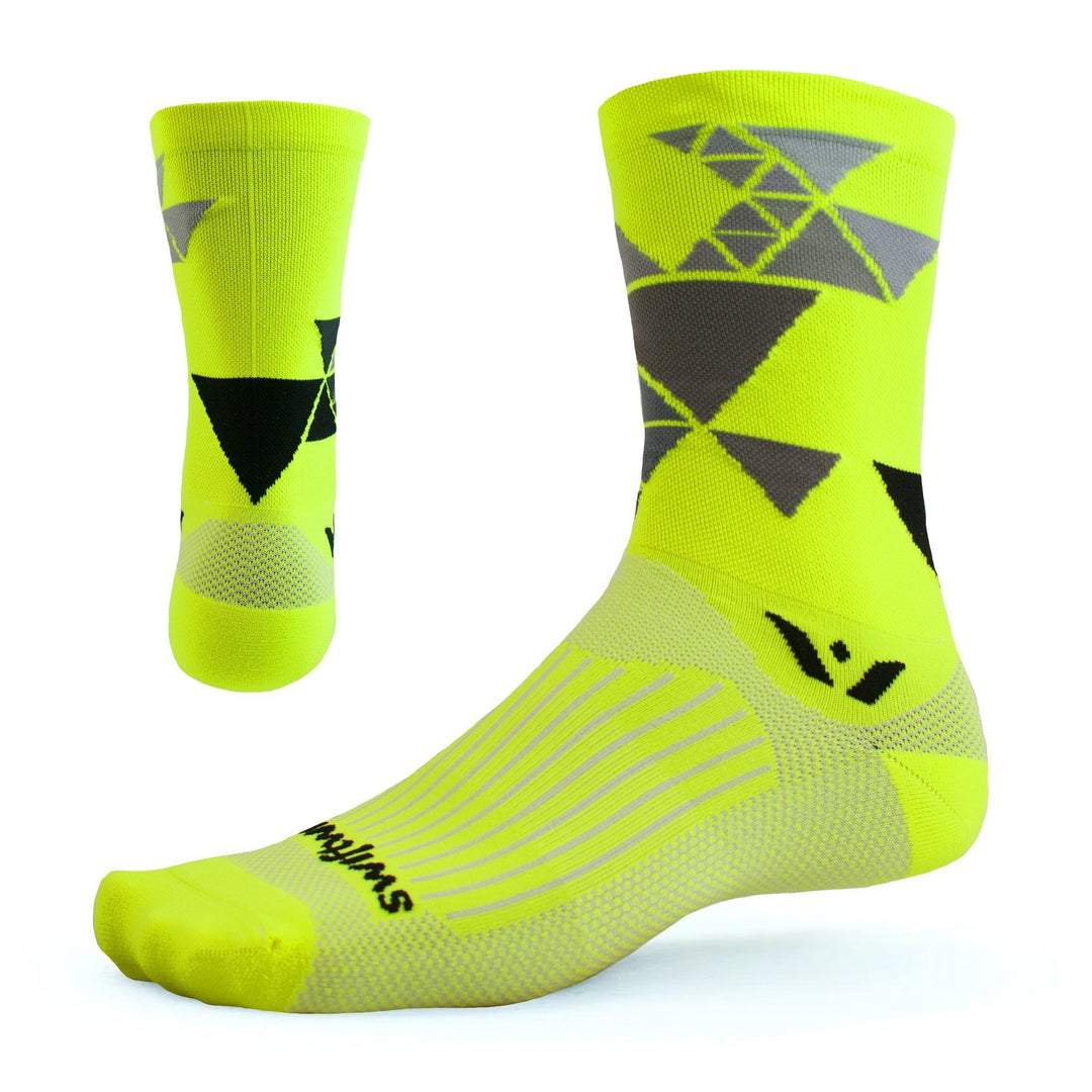 Swiftwick Vision Six Geometric Yellow Sock - Mackay Cycles - [product_SKU] - Swiftwick