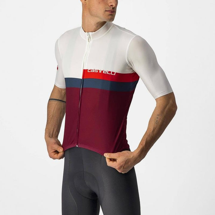 CASTELLI A BLOCCO JERSEY IVORY/RED-BLUE-BORDEAUX - Mackay Cycles - [product_SKU] - CASTELLI