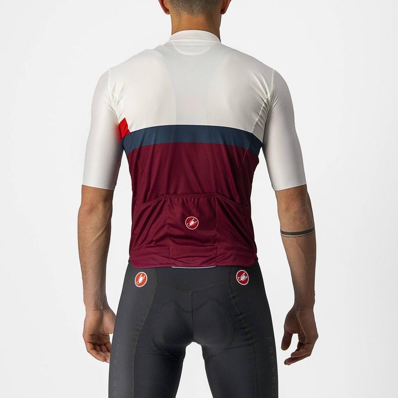 CASTELLI A BLOCCO JERSEY IVORY/RED-BLUE-BORDEAUX - Mackay Cycles - [product_SKU] - CASTELLI