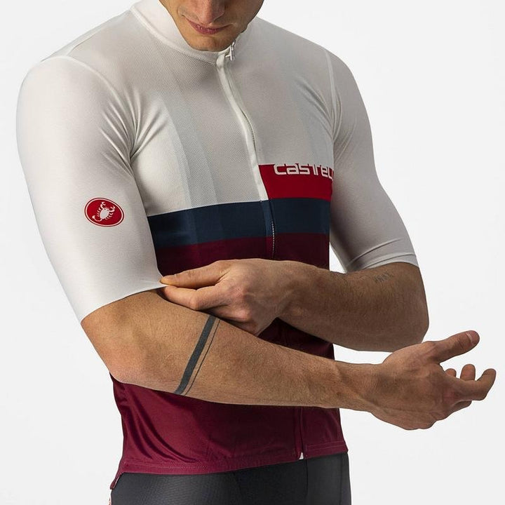 CASTELLI A BLOCCO JERSEY IVORY/RED-BLUE-BORDEAUX - Mackay Cycles - [product_SKU] - CASTELLI