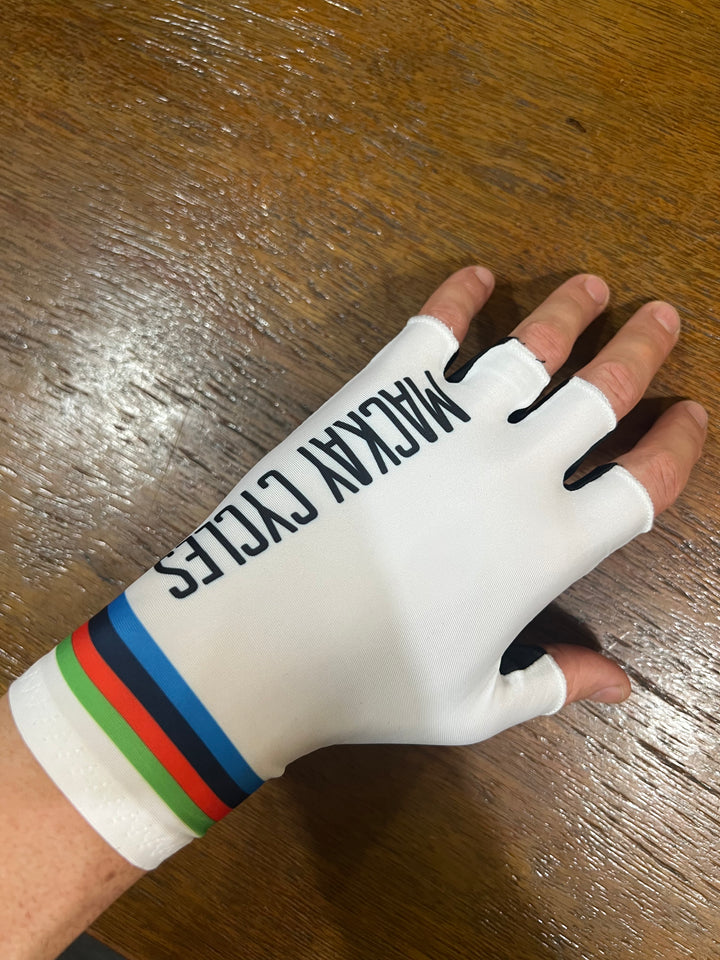 Short Finger TT Cycling Gloves White - Mackay Cycles - [product_SKU] - Mackay Cycles